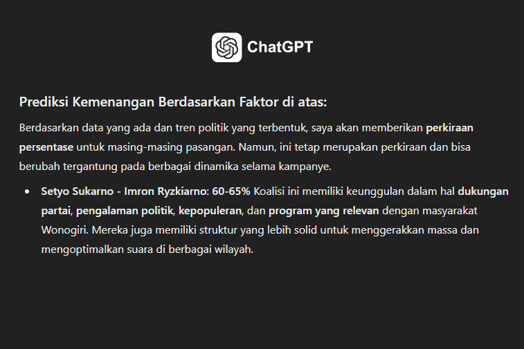 Prediksi Kemenangan Setyo Imron